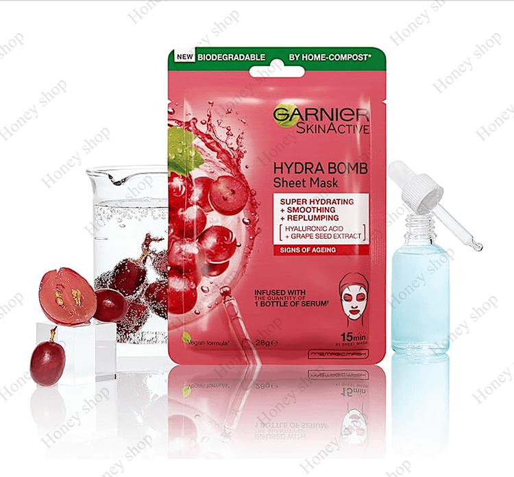 ماسک ورقهای ضد پیری گارنیه اسکین اکتیو مدل انگور - آبرسانی عمیق