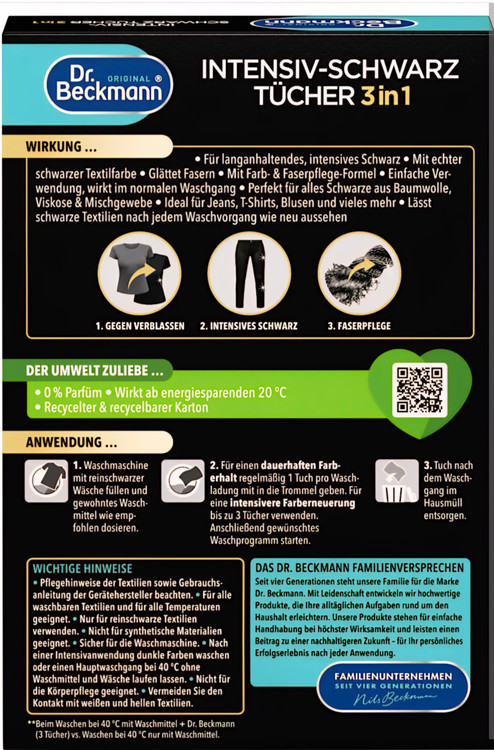 Dr. Beckmann Intensive Black 3in1 Colour Protection Sheets