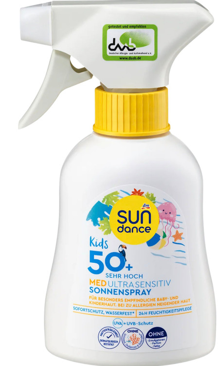 اسپری ضد آفتاب کودکان ساندنس MED Ultra Sensitive SPF 50+ حجم 200 میلیلیتر اورجینال آلمان