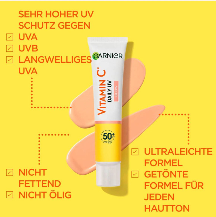ضد آفتاب گارنیر ویتامین C SPF50 (بیرنگ و رنگی) | ضد لک و سبک