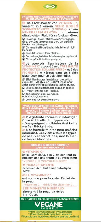 ضد آفتاب ویتامین C گارنیر SPF 50 مدل Daily UV Glow (بیرنگ و رنگی) اورجینال