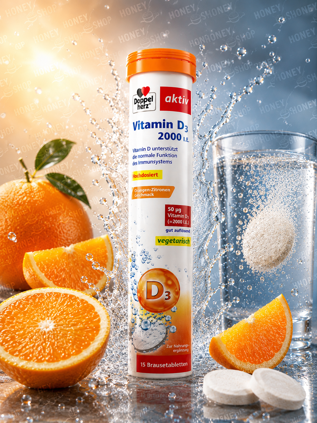 قرص جوشان ویتامین D3 دوپل هرز 50 میکروگرم اورجینال آلمان