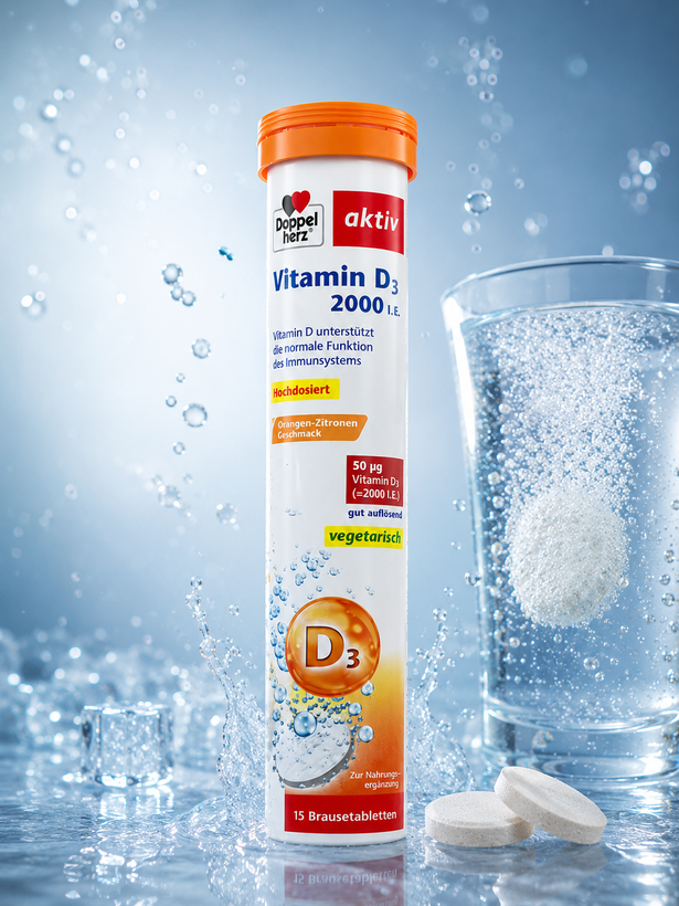 قرص جوشان ویتامین D3 2000 IU دoppelherz