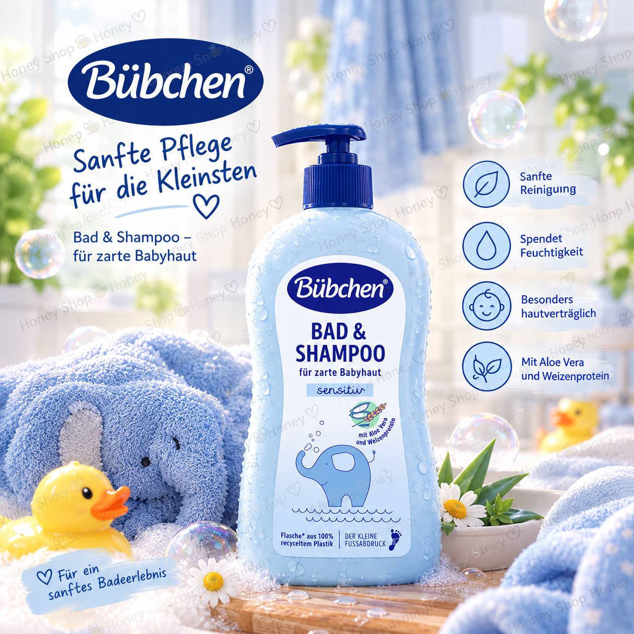 شامپو و شوینده بدن کودک بابچن مدل Sensitiv حجم 400 میلی‌لیتر | Bübchen Bad & Shampoo Sensitiv