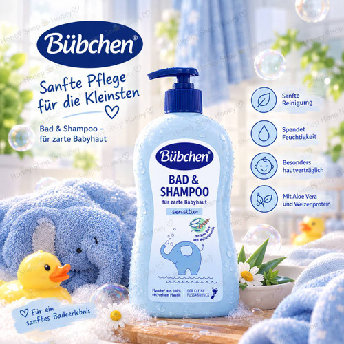 شامپو و شوینده بدن کودک بابچن مدل Sensitiv حجم 400 میلیلیتر | Bübchen Bad & Shampoo Sensitiv